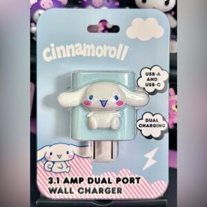 Sanrio Cinnamoroll 3.1 Amp Dual Port Wall Charger USB-A & USB-C
